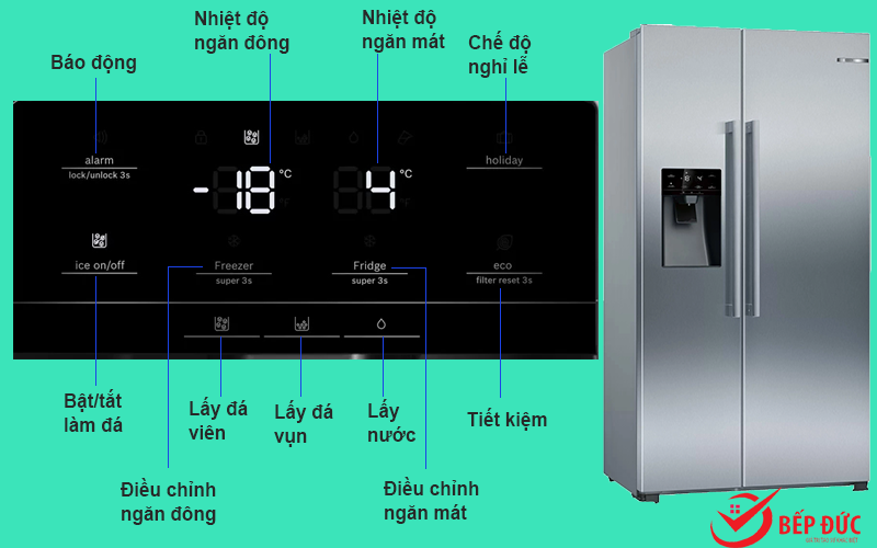 Bảng điều khiển của tủ lạnh Bosch KAI93VIFP